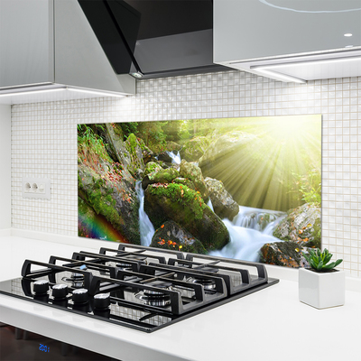 Kitchen Splashback Sun waterfall rainbow nature multi