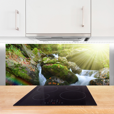 Kitchen Splashback Sun waterfall rainbow nature multi