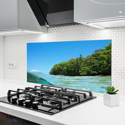 Kitchen Splashback Sea trees landscape blue green