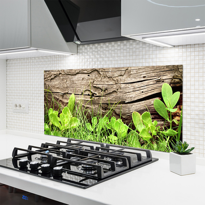 Kitchen Splashback Grass leaves floral green