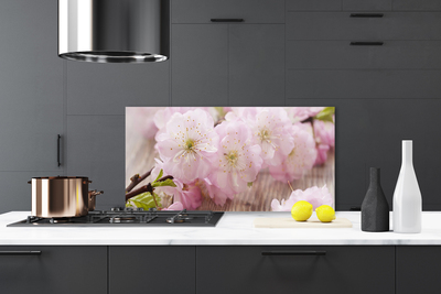 Kitchen Splashback Branch flowers floral brown pink