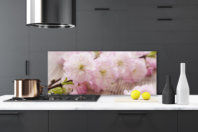 Kitchen Splashback Branch flowers floral brown pink