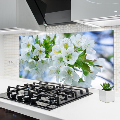 Kitchen Splashback Petals floral green white