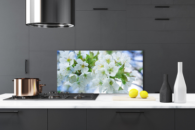 Kitchen Splashback Petals floral green white