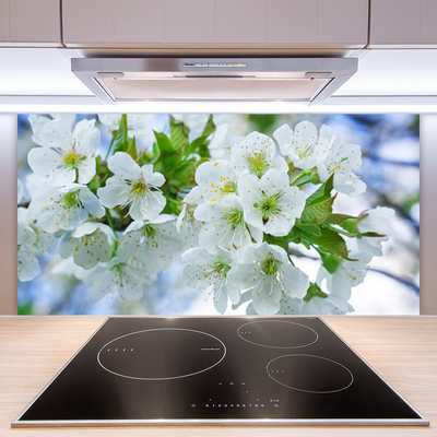 Kitchen Splashback Petals floral green white