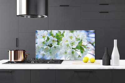 Kitchen Splashback Petals floral green white