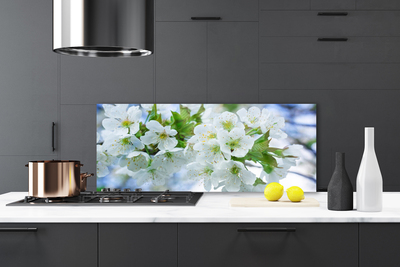 Kitchen Splashback Petals floral green white