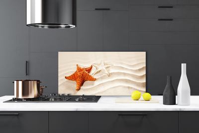 Kitchen Splashback Starfish sand art orange white brown