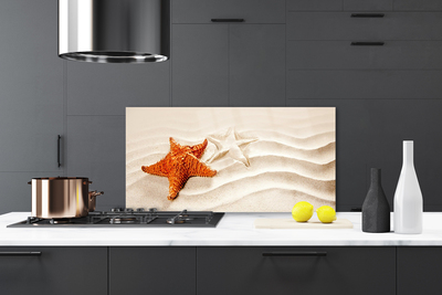 Kitchen Splashback Starfish sand art orange white brown