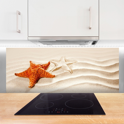 Kitchen Splashback Starfish sand art orange white brown