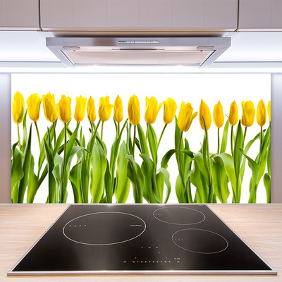 Kitchen Splashback Tulips floral green yellow