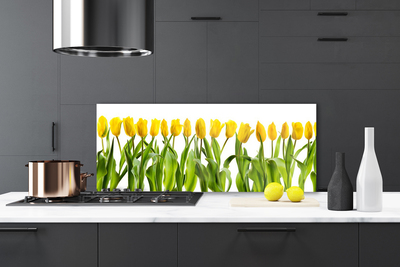 Kitchen Splashback Tulips floral green yellow