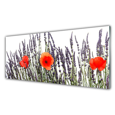 Kitchen Splashback Flowers floral purple red green