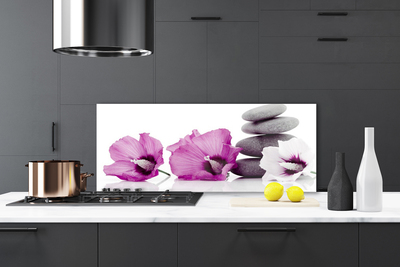 Kitchen Splashback Flower stones floral pink white grey