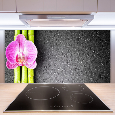 Kitchen Splashback Bamboo tube flower floral green pink