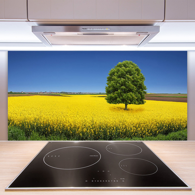 Kitchen Splashback Meadow tree nature yellow brown green