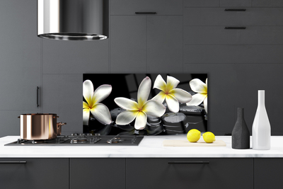 Kitchen Splashback Flower stones floral green white black