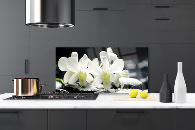 Kitchen Splashback Flower stones floral white black