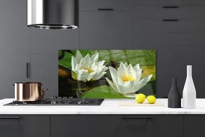 Kitchen Splashback Flowers floral yellow white