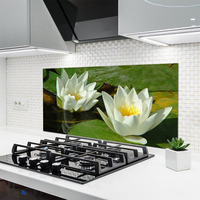 Kitchen Splashback Flowers floral yellow white