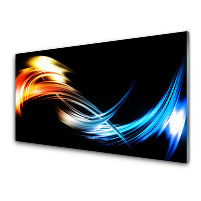 Kitchen Splashback Abstract art black yellow orange blue