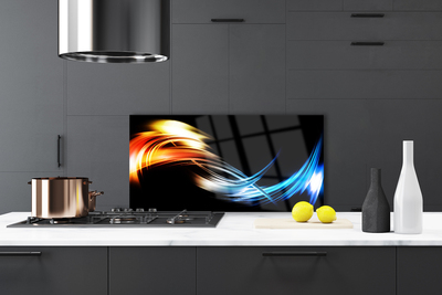 Kitchen Splashback Abstract art black yellow orange blue