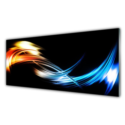 Kitchen Splashback Abstract art black yellow orange blue