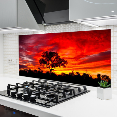 Kitchen Splashback Tree landscape black