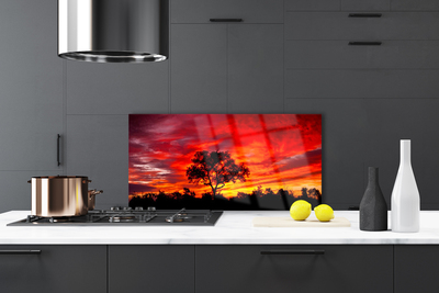 Kitchen Splashback Tree landscape black