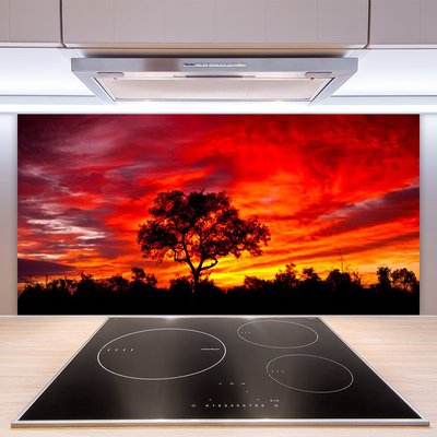 Kitchen Splashback Tree landscape black