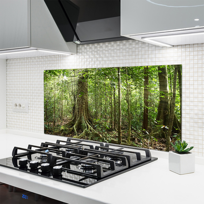 Kitchen Splashback Forest nature brown green