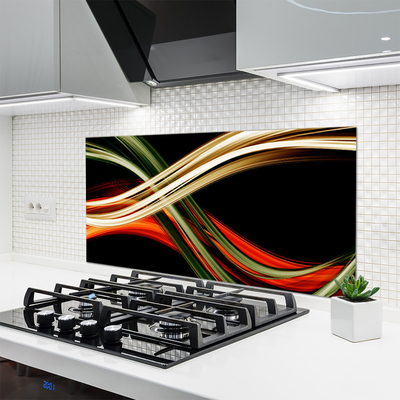 Kitchen Splashback Abstract art black green yellow orange