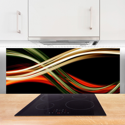 Kitchen Splashback Abstract art black green yellow orange