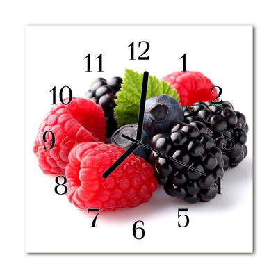 Glass Kitchen Clock Berry food and drinks red, black