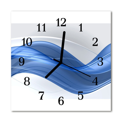 Glass Kitchen Clock Abstract lines art blue