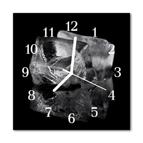 Glass Kitchen Clock Ice Cubes Kitchen Black & White