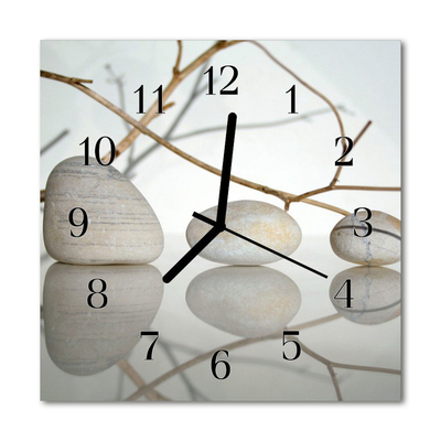 Glass Kitchen Clock Stones health grey