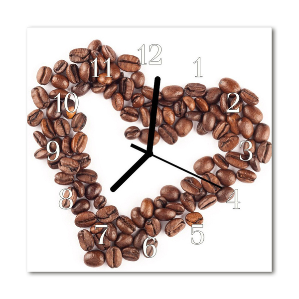 Glass Kitchen Clock Coffee Beans Kitchen Brown