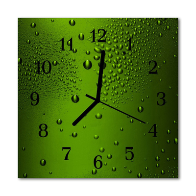 Glass Kitchen Clock Waterdrop nature green