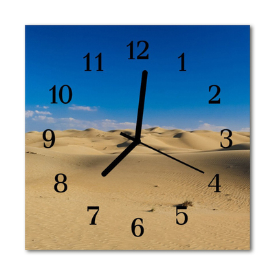 Glass Kitchen Clock Desert landscape beige, blue