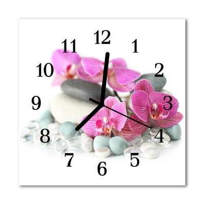 Glass Kitchen Clock Orchids flowers & plants pink