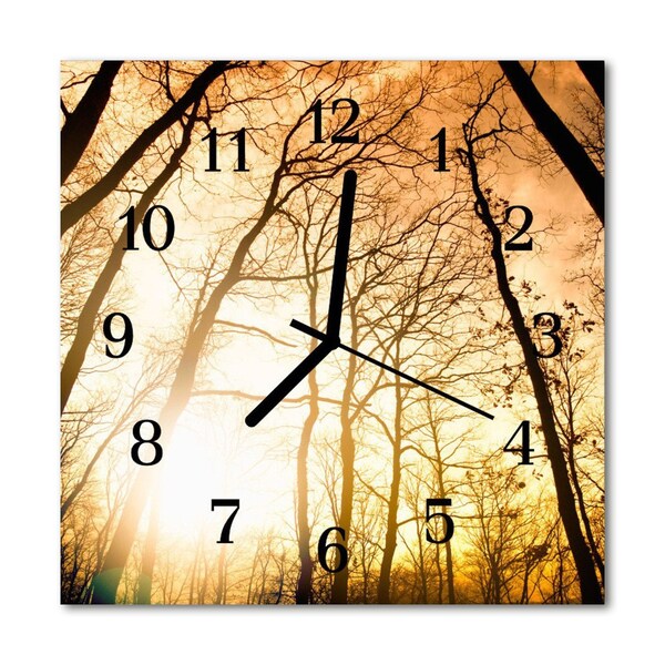 Glass Kitchen Clock Trees nature beige