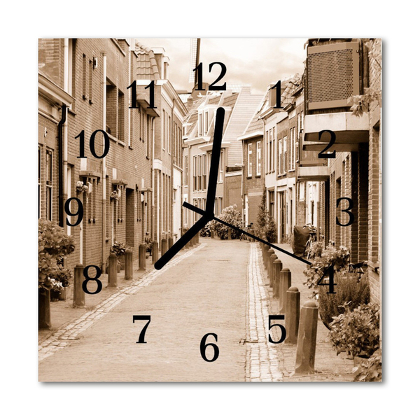 Glass Kitchen Clock Alley city sepia