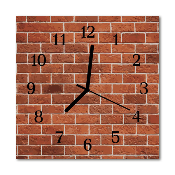 Glass Kitchen Clock Brick wall architecture red