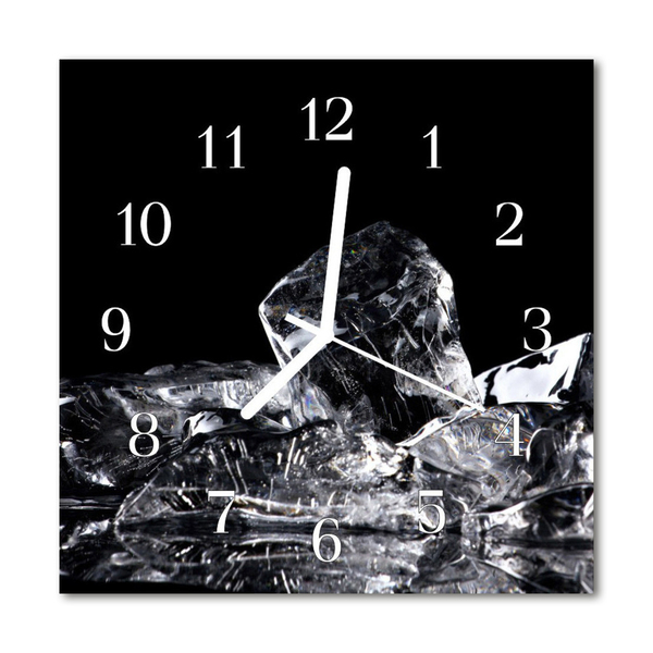 Glass Kitchen Clock Ice Cubes Kitchen Black & White