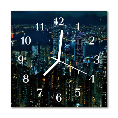 Glass Kitchen Clock Skyline City Multi-Coloured