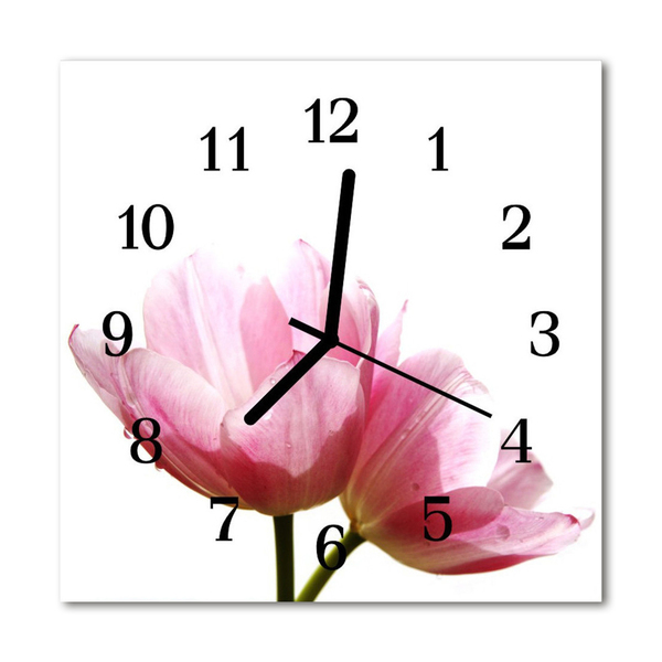 Glass Kitchen Clock Tulips flowers flowers & plants pink