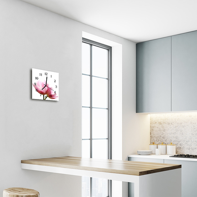 Glass Kitchen Clock Tulips flowers flowers & plants pink