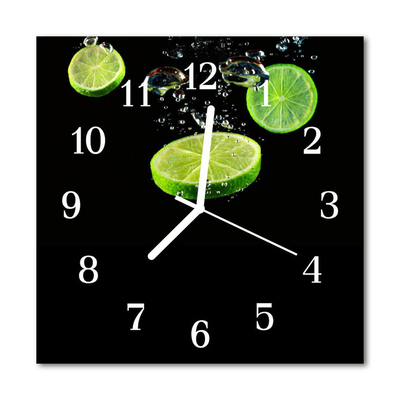 Glass Kitchen Clock Lime Kitchen Green, Black