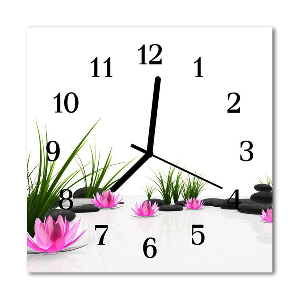 Glass Kitchen Clock Lotus flower flowers & plants pink